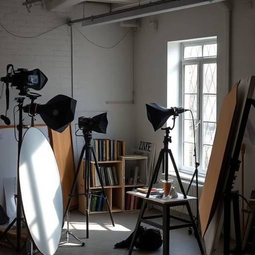 Fotogramma di un documentario con un artista al lavoro nel suo studio a Milano.