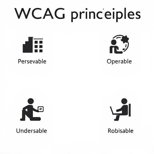 Icone che rappresentano i quattro principi delle WCAG: Percezione, Operabilit&agrave;, Comprensibilit&agrave;, Robustezza.